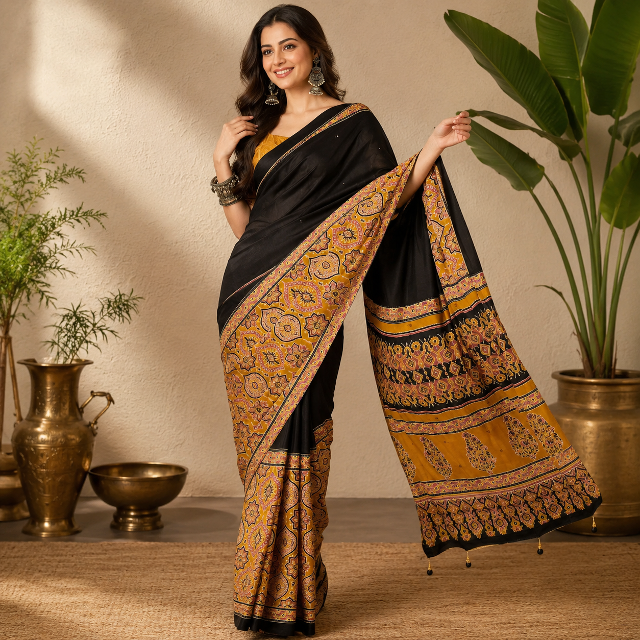 Elegant Semi Modal Hand-Worked Saree