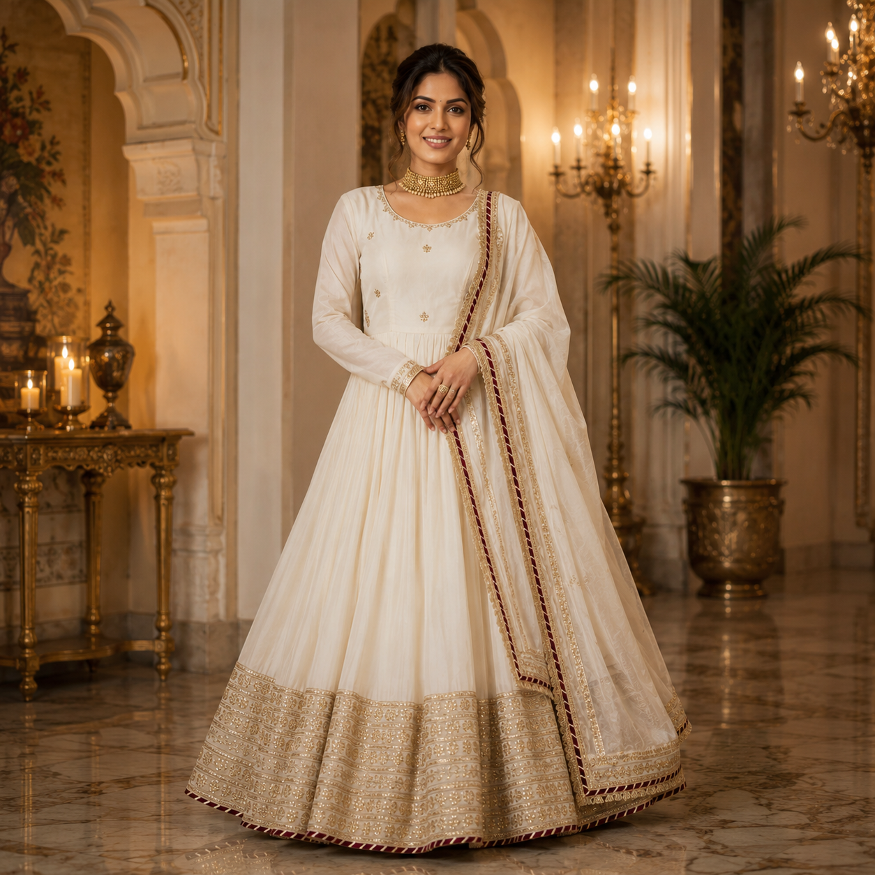 Elegant Net Beads Worked Lehenga Choli