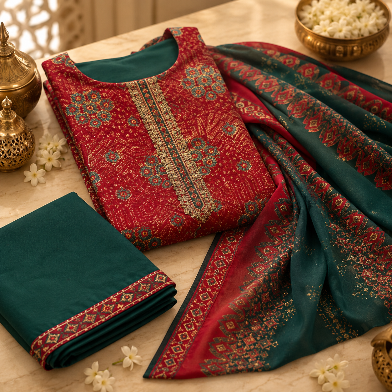 Jaam Satin Printed Dress Material