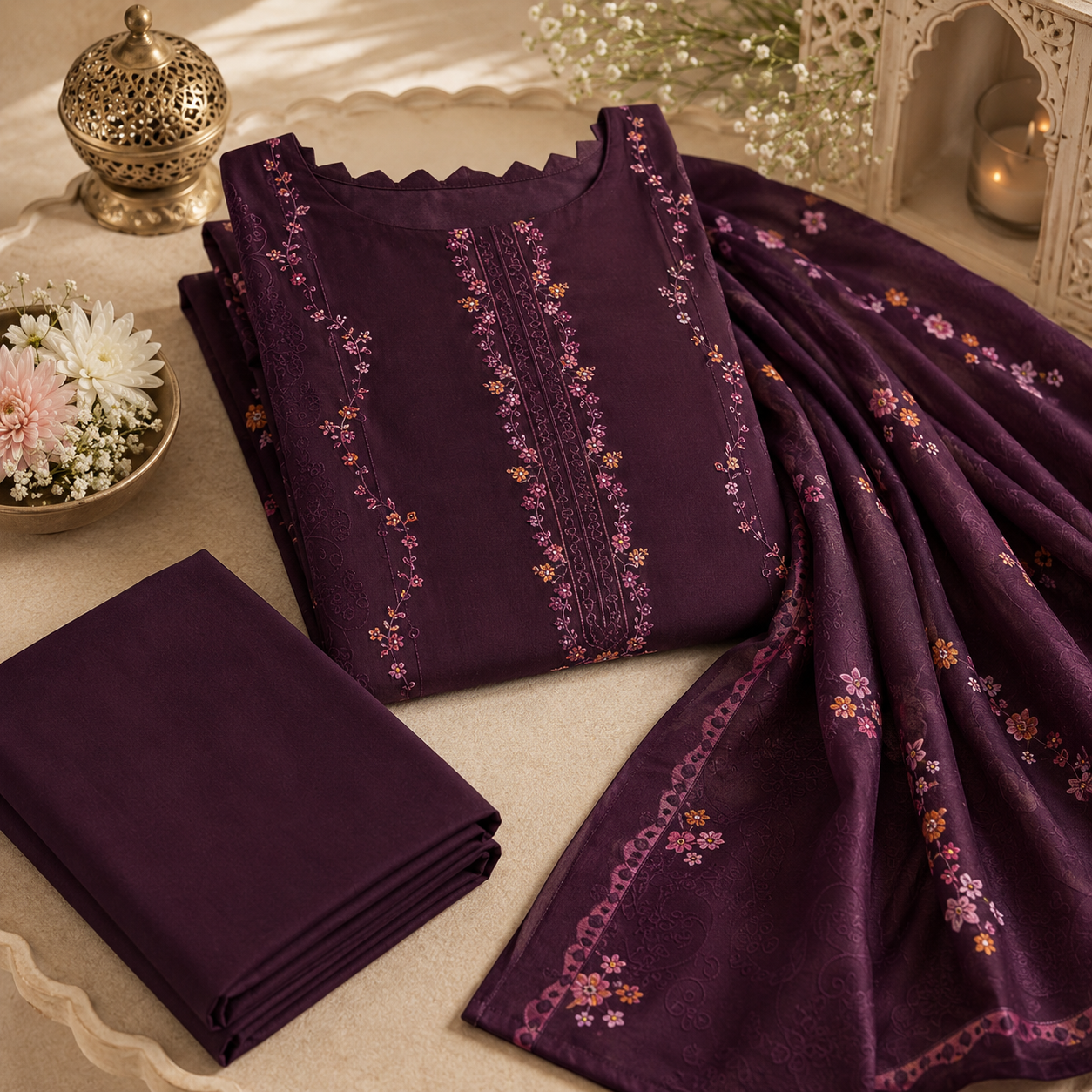 Premium Zam Swarovski Diamond Work Dress Material