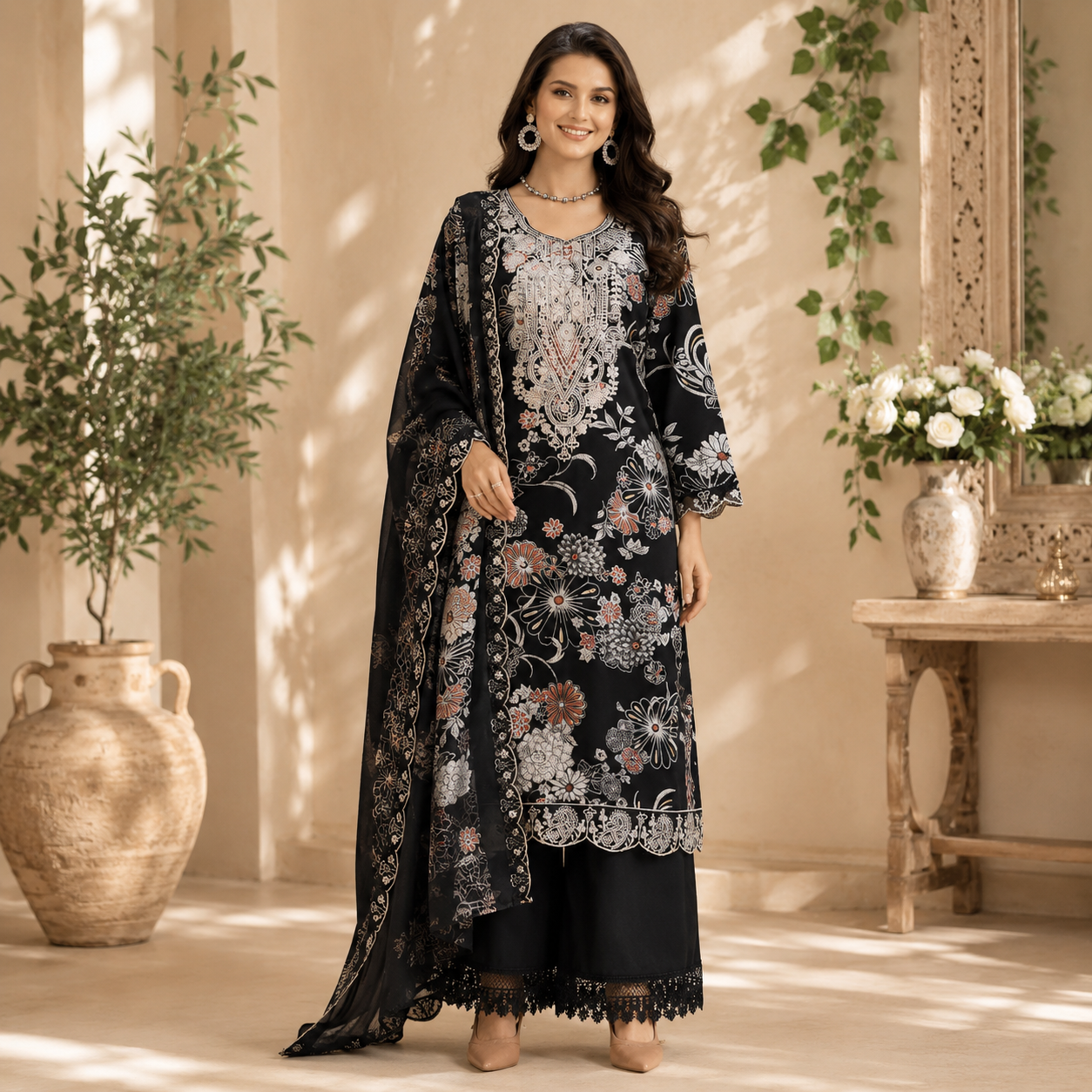 Pure Rayon Discharge Printed Dress Material