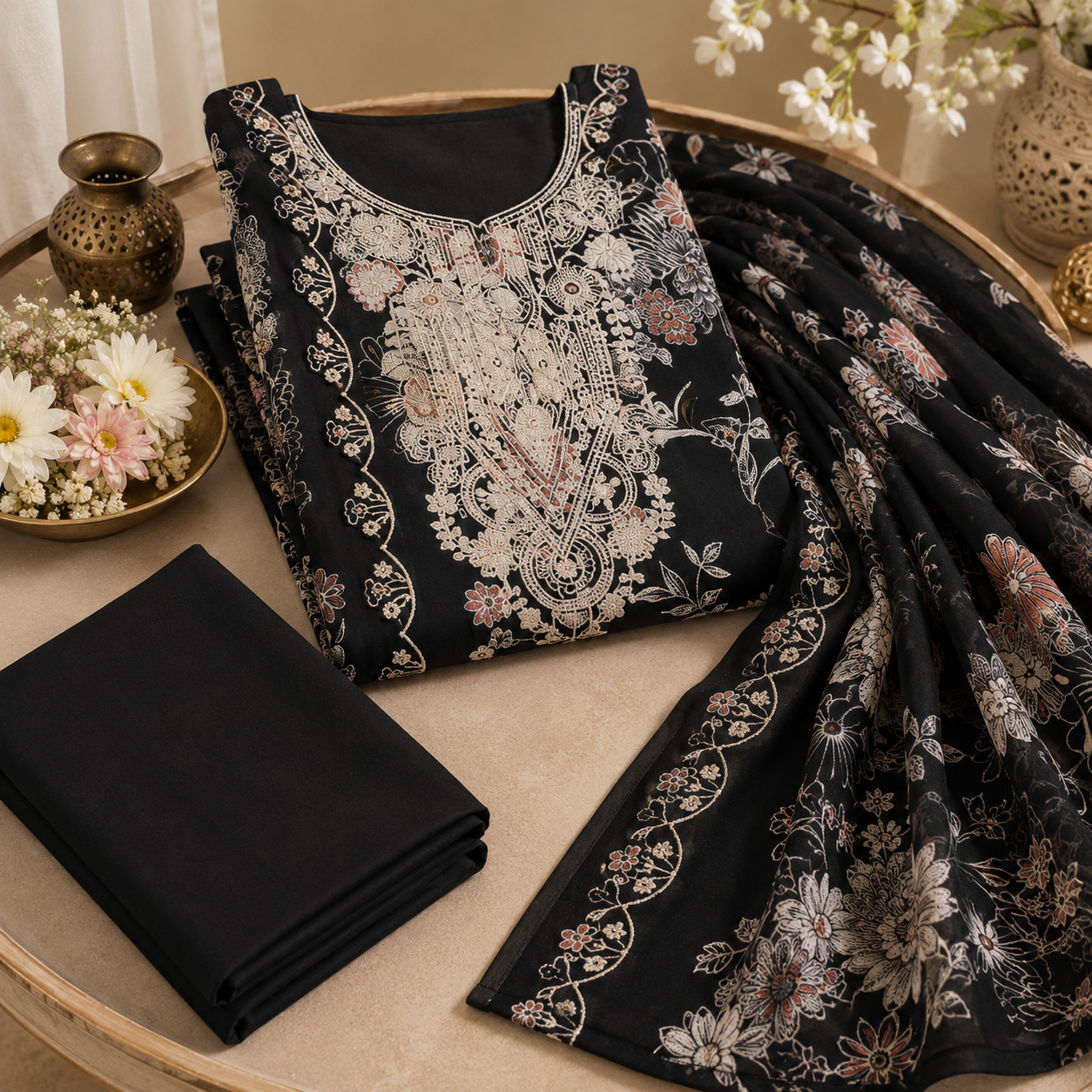 Pure Rayon Discharge Printed Dress Material