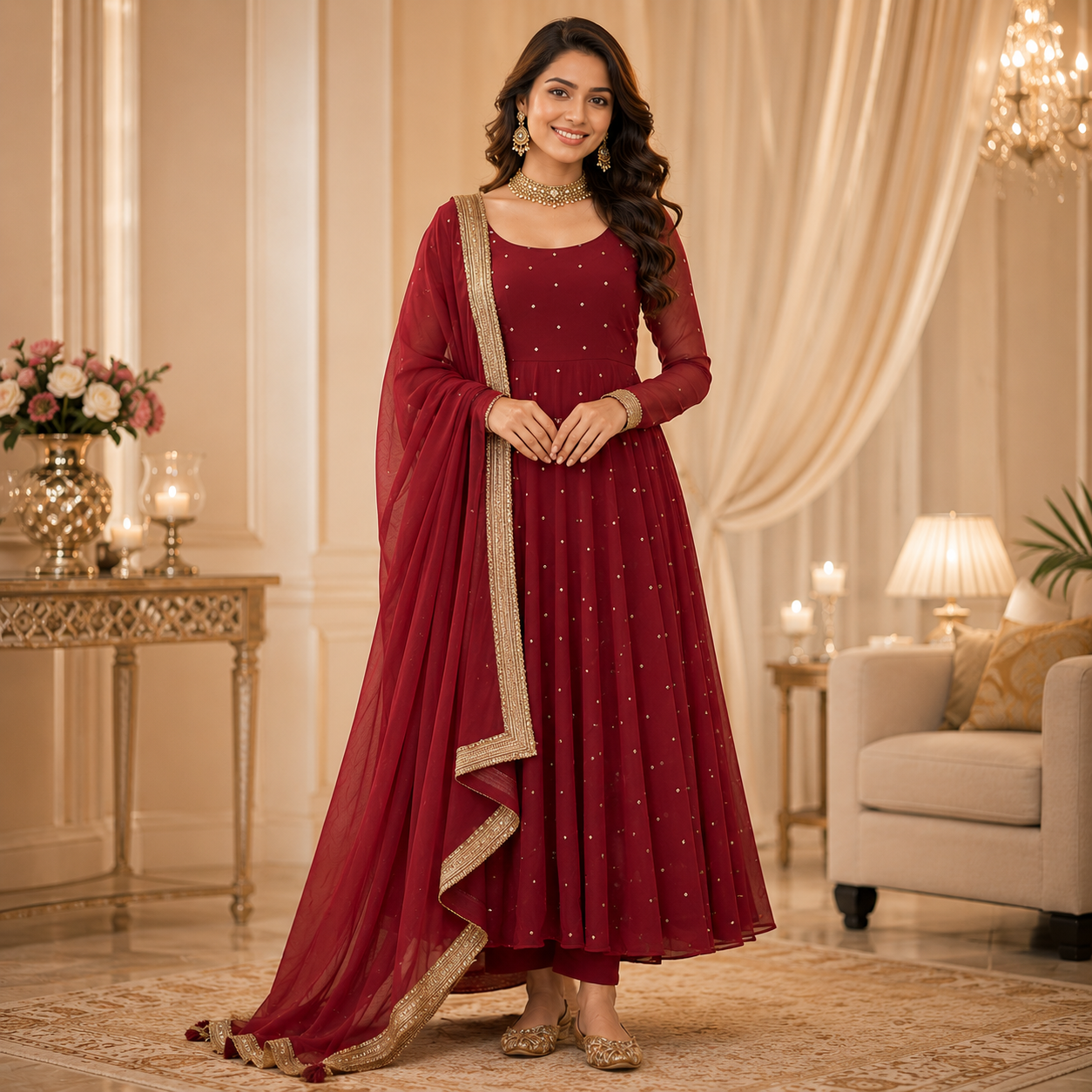 Real Net Embroidered Lehenga Collection