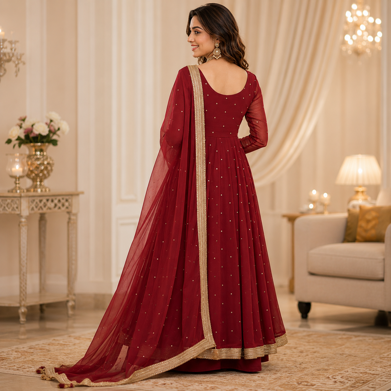 Real Net Embroidered Lehenga Collection
