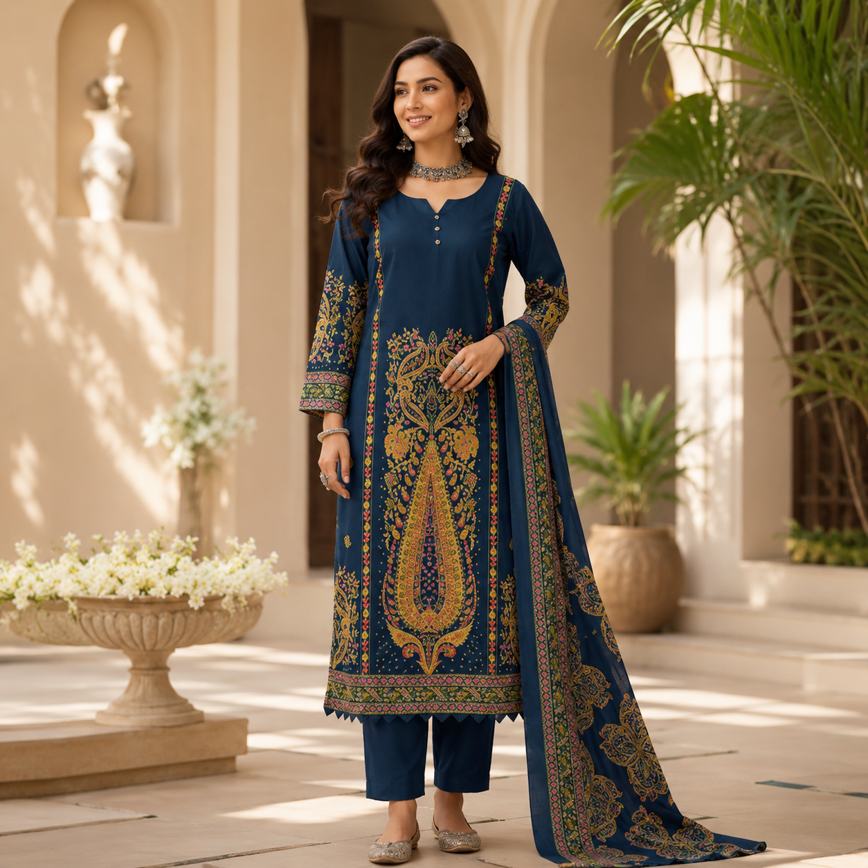Saptrangi Viscose Jam Digital Printed Dress Material