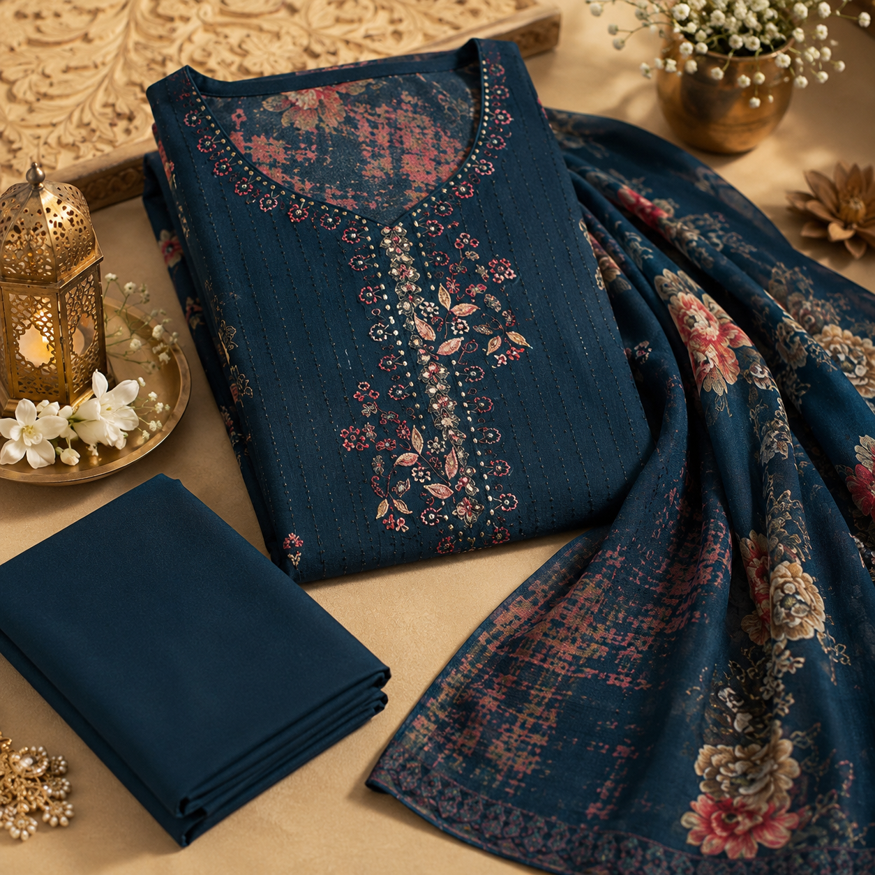 Viscose Rayon Embroidered Dress Material